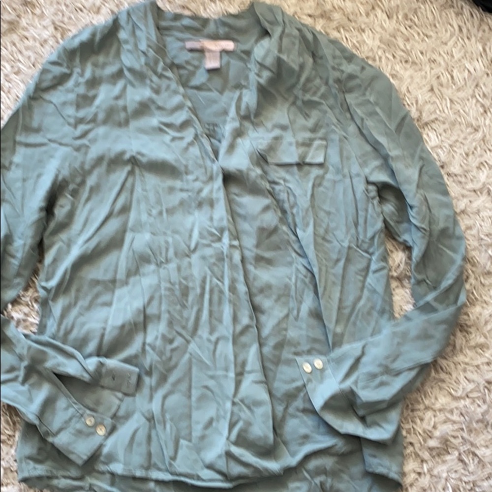 Sea green cross front blouse